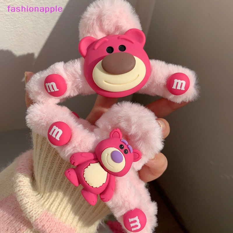 Favn Kẹp Tóc Ba Chiều Hình Gấu Dâu Tây Hoạt Hình Dễ Thương W glory