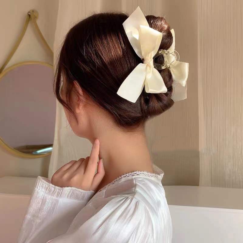 Kẹp Tóc Hình Nơ Hai Mặt Màu Trơn Dễ Thương Phong Cách Hàn Quốc