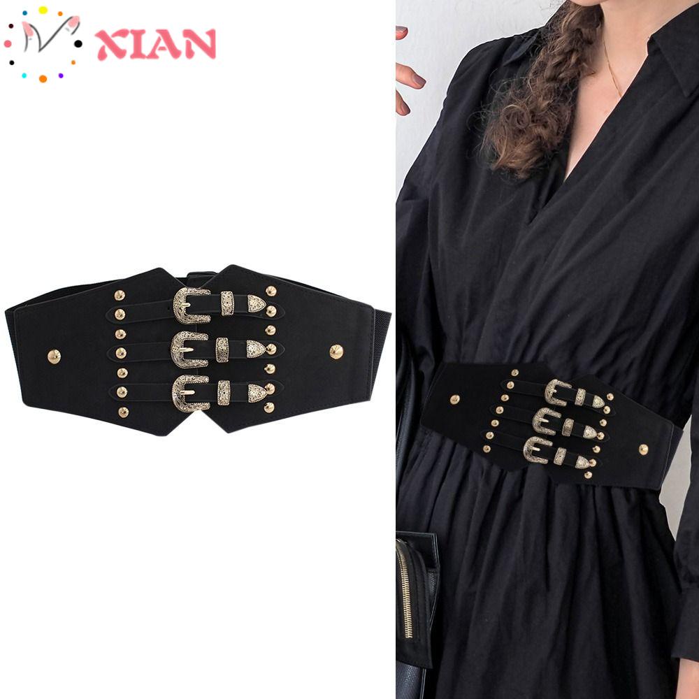 Thắt Lưng Da Bản Rộng Phong Cách Gothic Punk 3 Dây Dùng Mặc Đầm