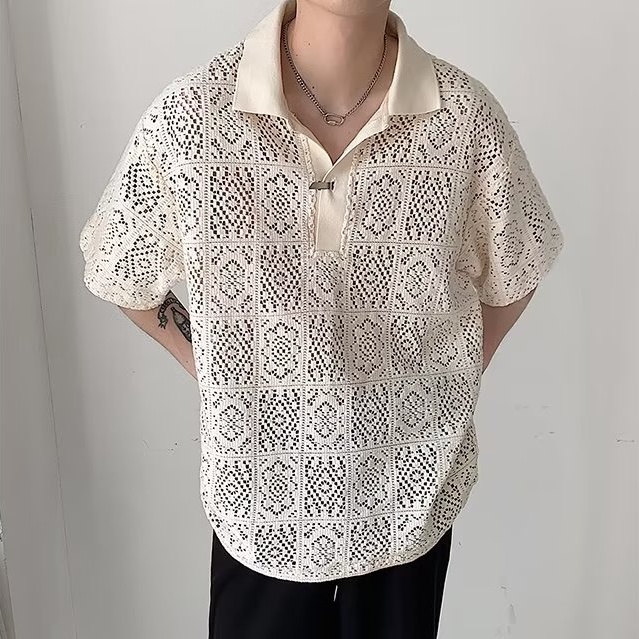 Áo Thun Polo Dáng Rộng Tay Ngắn Màu Trơn Thời Trang Mùa Hè 2023 Cho Nam