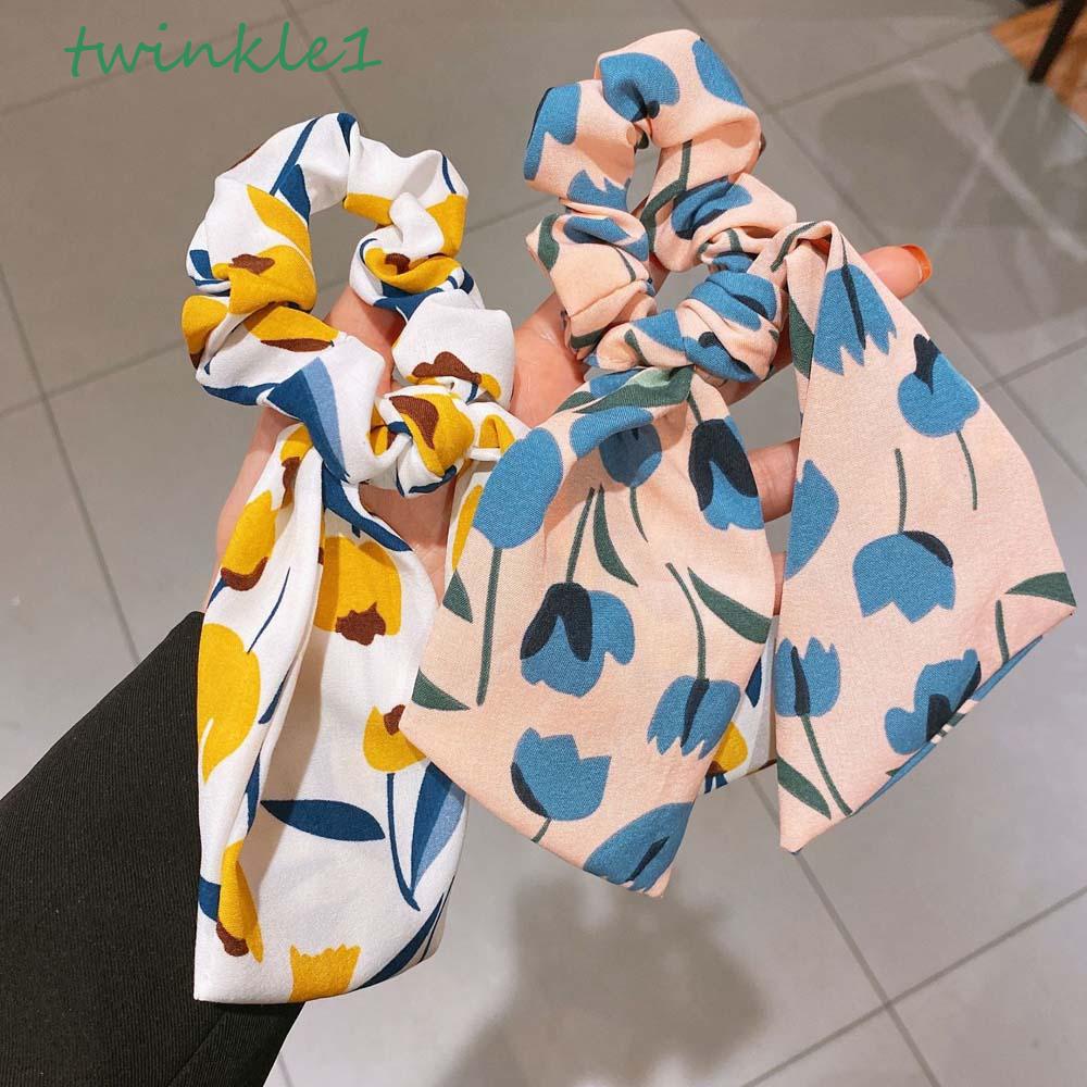 Dây Buộc Tóc Hoa Tulips Lấp Lánh Phong Cách Retro Hàn Quốc Cho Nữ