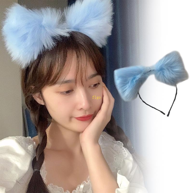 Flgo Băng Đô Cài Tóc Hình Mèo Bằng Lông Nhung Dễ Thương Xinh Xắn Thời Trang Cho Nữ