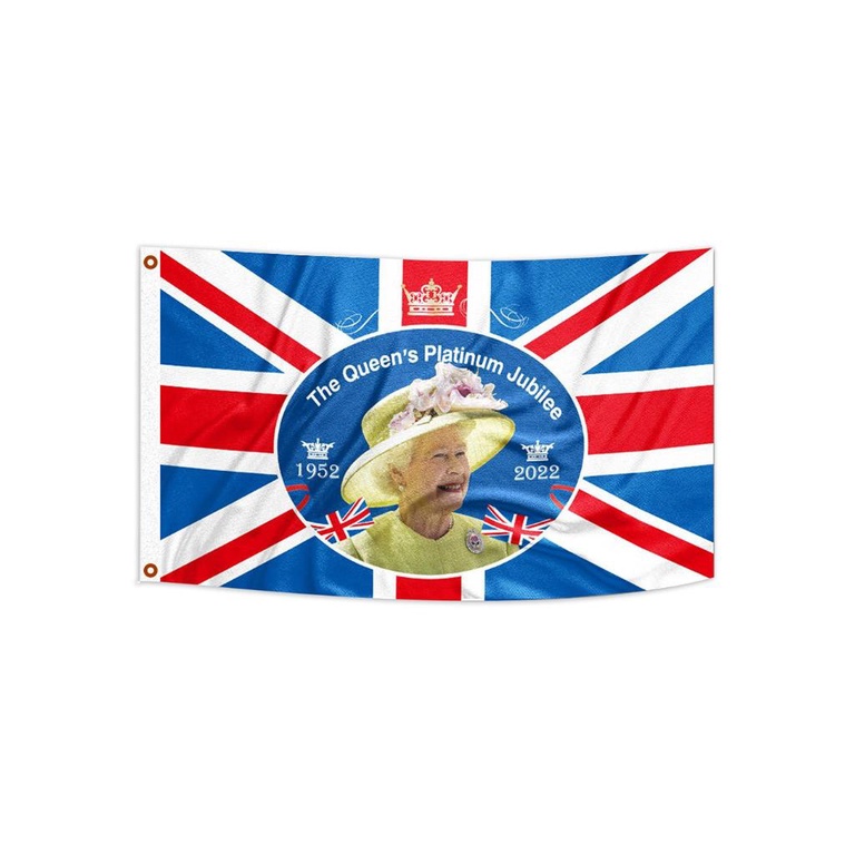 =Christmas=Flag British Queen Elizabeth II Platinum Jubilee 70th Anniversary Flag 3x5 Ft
