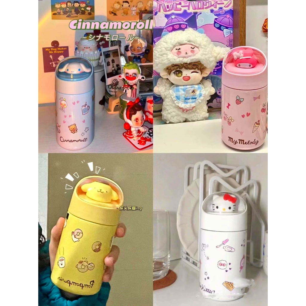 Sanrio Bình Nước Giữ Nhiệt Bằng Thép Không Gỉ Họa Tiết Hoạt Hình my melody kuromi cinnamoroll hello kitty Đáng Yêu