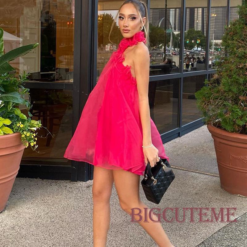 Đầm Lưới Không Tay Hở Lưng Màu Sắc Trơn Thời Trang Mùa Hè Dành Cho Nữ