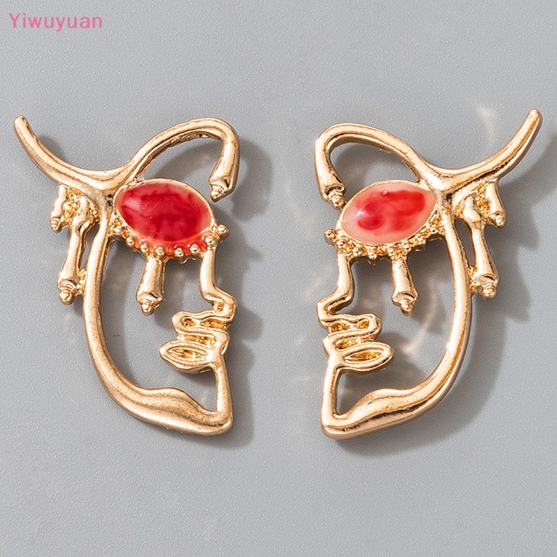 < Yiwuyuan > Khuyên Tai Thả Mặt Người Rỗng Phong Cách Punk Cổ Điển Thời Trang Nữ Mới