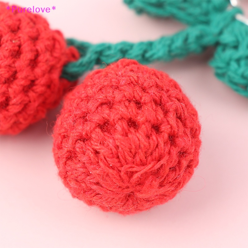 Móc Chìa Khóa Xe Hơi Dệt Kim Thủ Công Hình Quả Cherry Dễ Thương Dành Cho Nữ Mới