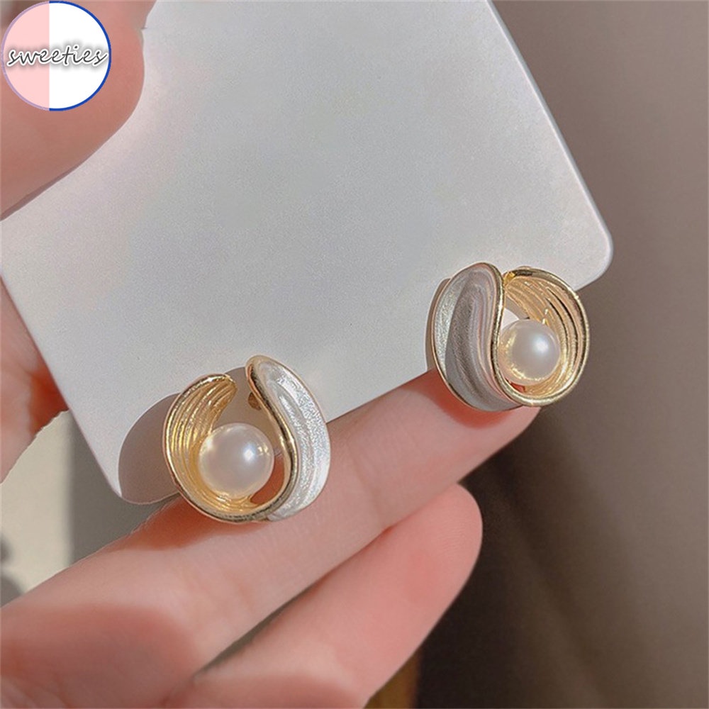 Bông Tai Mạ Bạc 925 Đính Ngọc Trai Phong Cách Vintage Dành Cho Nữ