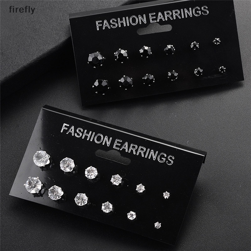 Set 6 / 12 Đôi Bông Tai Đính Đá Thời Trang Cho Nữ