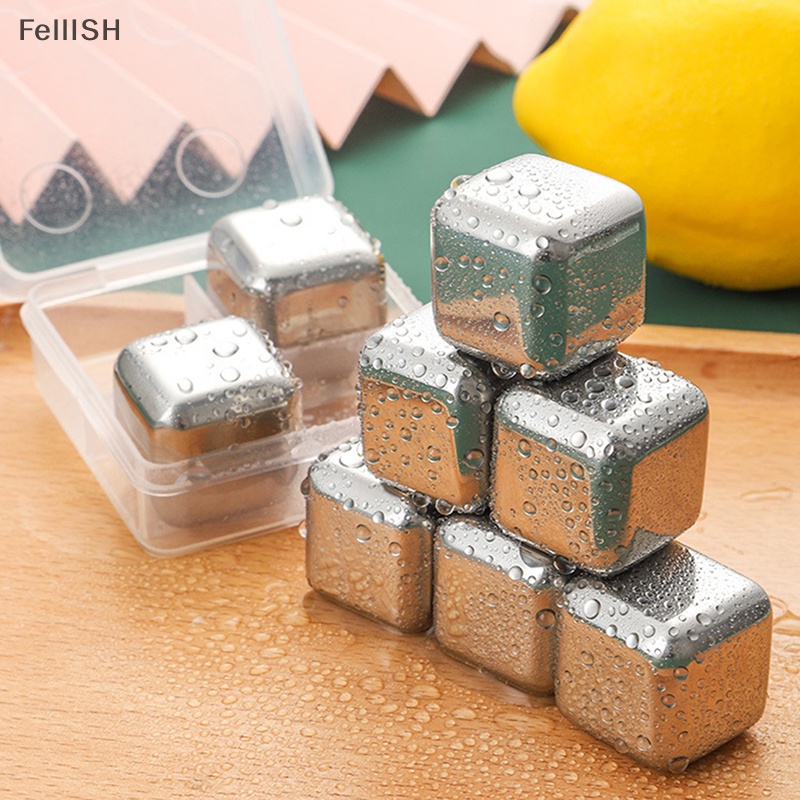 Đá Viên Uống Whiskey Bằng Thép Không Gỉ Có Thể Tái Sử Dụng Kèm Kẹp Gắp Silicone 439br