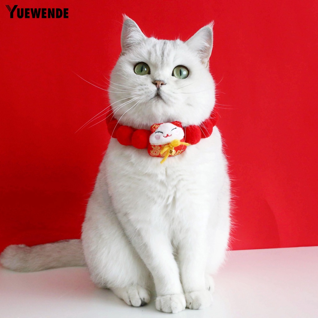 Vòng Cổ Gắn Quả Bông Và Chuông Trang Trí Năm Mới Cho Thú Cưng