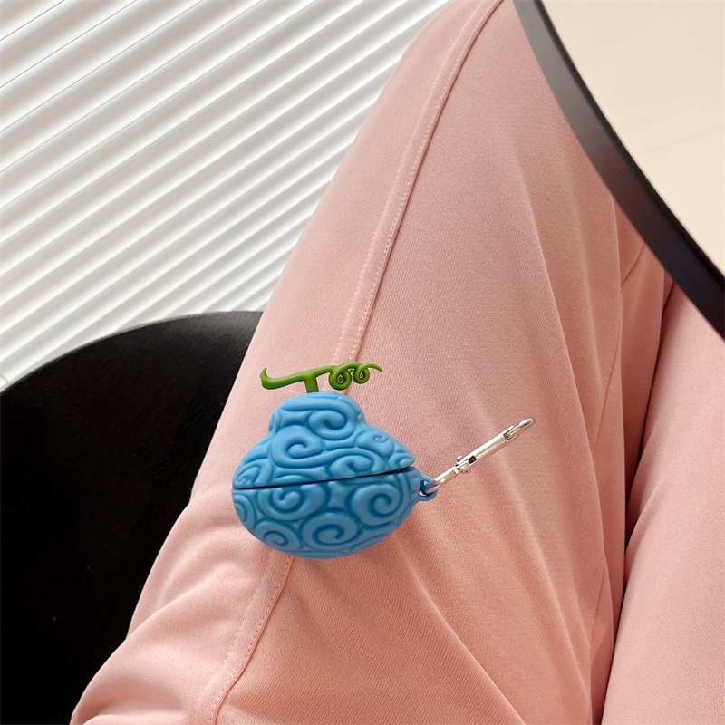 Vỏ Bảo Vệ Hộp Sạc Tai Nghe Bluetooth Không Dây Samsung Galaxy Buds-2-Live-Pro Bằng Silicon Mềm Hình Trái Cây 3D Màu Xanh Dương