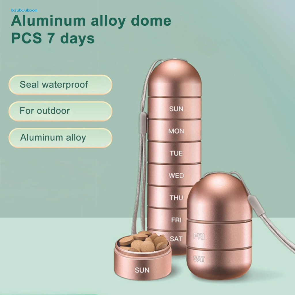 Hộp Đựng Thuốc 7 Tầng Chia Ngăn Bằng Hợp Kim Nhôm Kèm Dây Treo Tiện Dụng