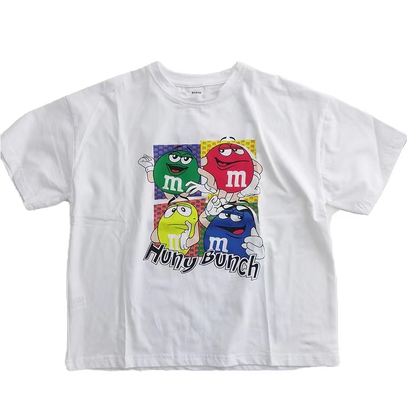 Áo Thun 100% Cotton Tay Ngắn Dáng Rộng Unisex Cho Bé Từ 2-14 Tuổi