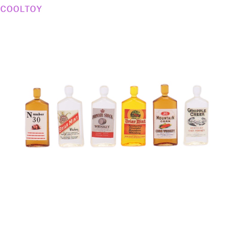 Set 6 Chai Rượu Mini Tỉ Lệ 1: 12 Dùng Để Trang Trí Nhà Búp Bê