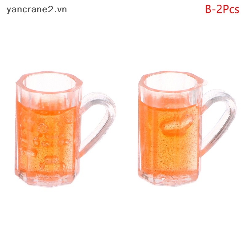 Set 2 Ly Trà Sữa / Nước Ép Trái Cây / Cam Trang Trí Nhà Búp Bê 1: 12 1: 12