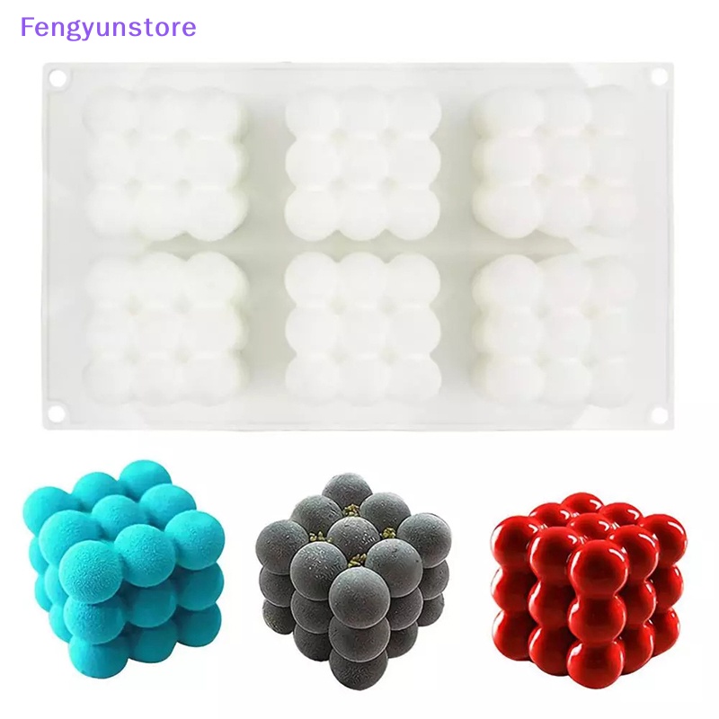 Khuôn Silicon Làm Bánh Mousse 6 Ngăn Tạo Hình Khối Rubik 3D DIY