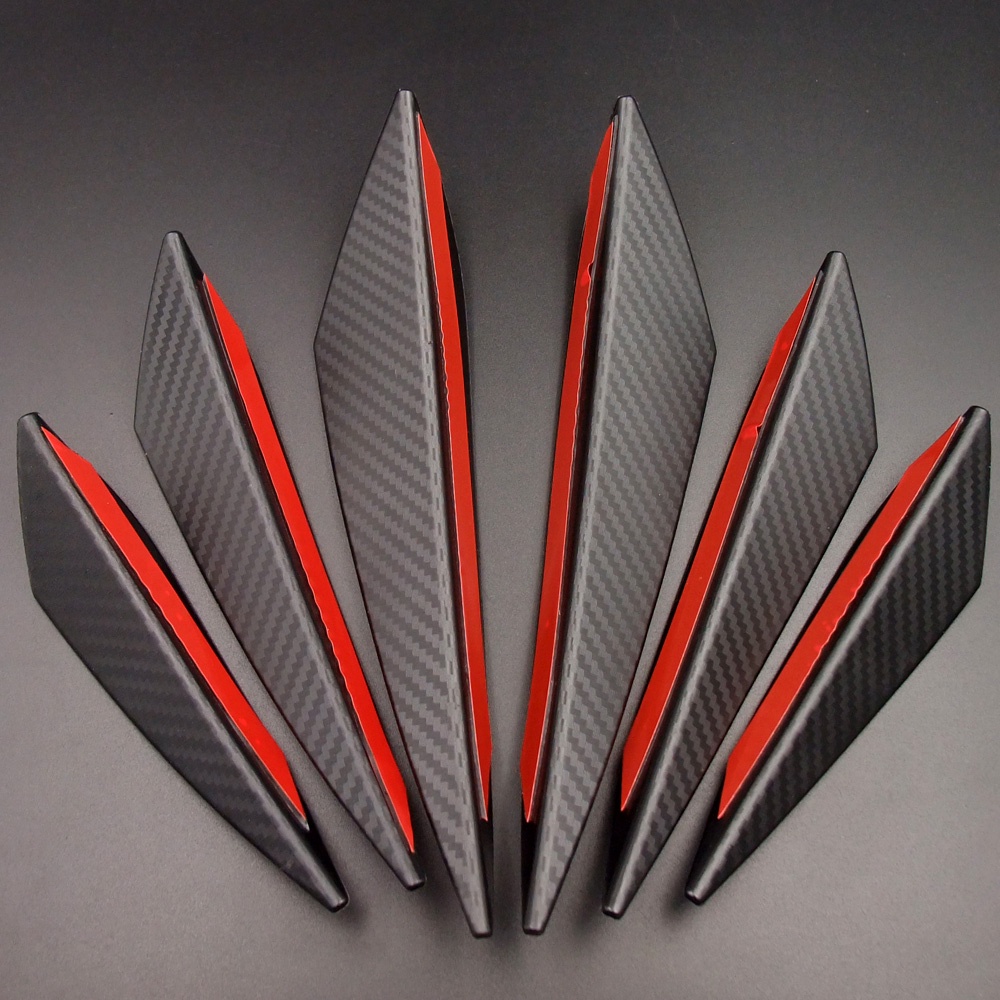 Set 6 Miếng Dán Trang Trí Cản Trước Xe Hơi Bằng Cao Su Màu Đen Họa Tiết Sợi Carbon