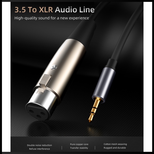 Dây Cáp Âm Thanh Chuyển Đổi Đầu 3.5mm Sang XLR Dài 1.5m Chuyên Dụng Cho Micro / Loa Máy Tính