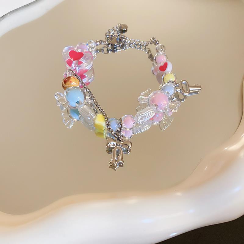 Màu Sắc Vòng Tay Trang Sức Mặt Hình Trái Tim Màu Kẹo Ngọt Thời Trang 2023 Cho Nữ