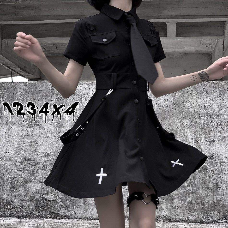 Đồng Phục Học Sinh Phong Cách punk Mới Với Váy Ngắn Cách Tân Màu Đen Cho Nữ