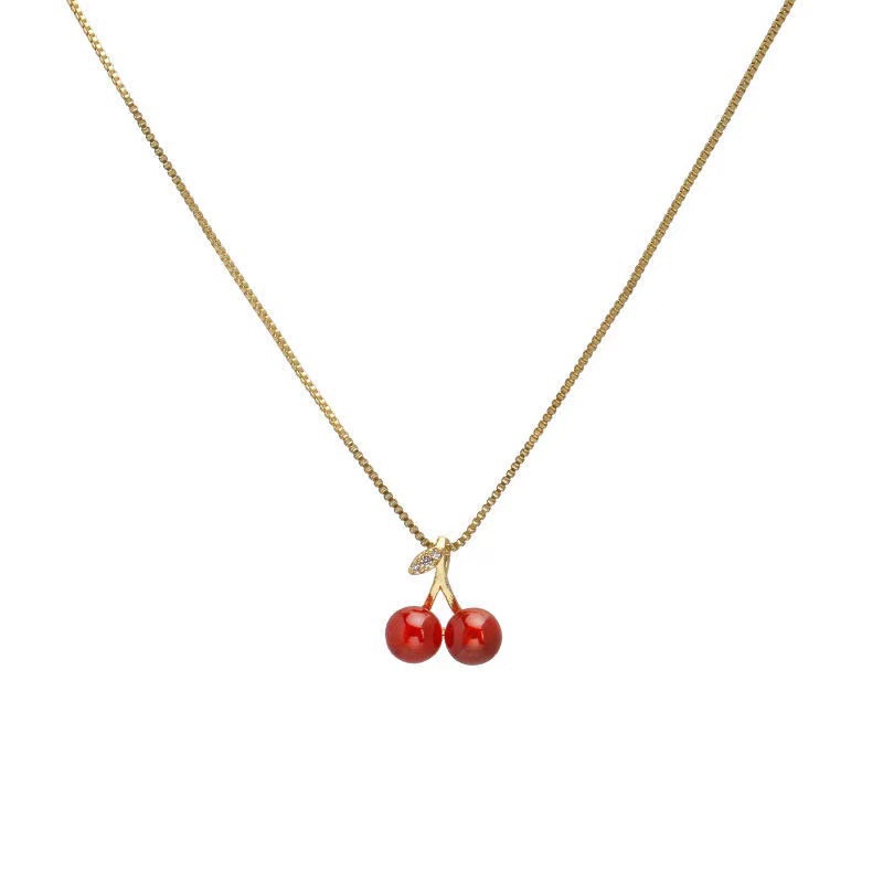 Vòng Cổ Choker Xỏ Hạt Nhiều Màu Sắc Hình Hoa Anh Đào Đỏ Ngọt Ngào Cho Nữ