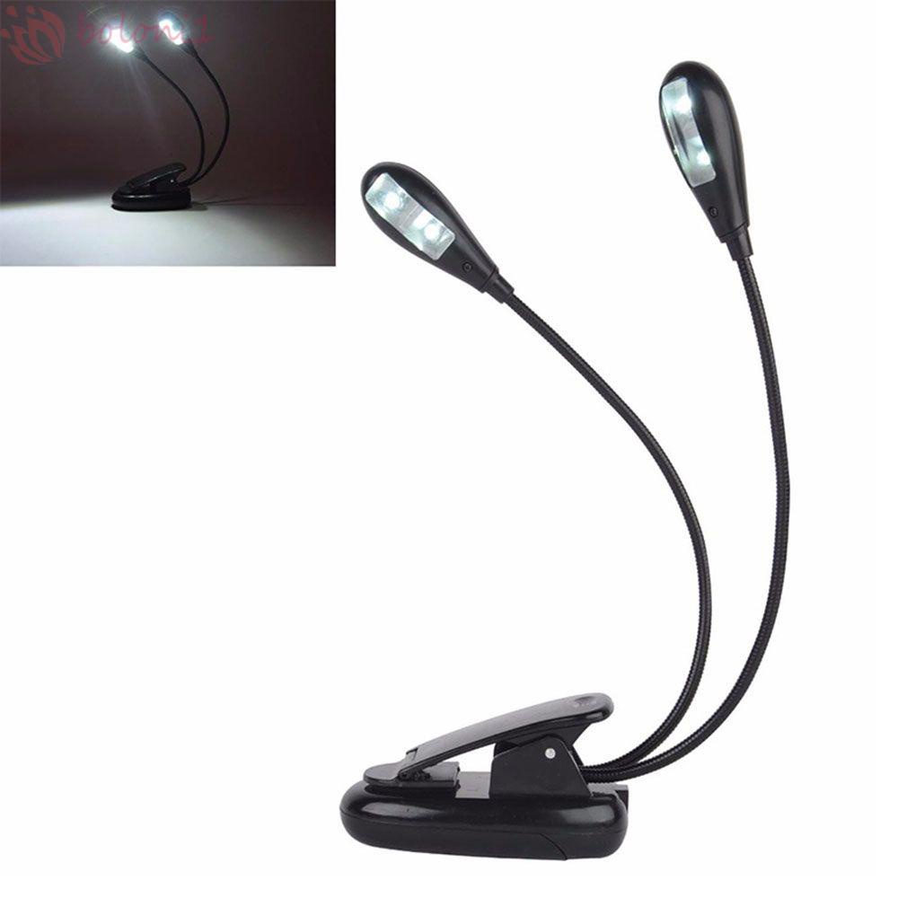 Đèn Đọc Sách 4 Bóng Led 2 Cánh Tay Linh Hoạt Siêu Sáng Có Giá Đỡ Kẹp Màu Đen Tiện Dụng