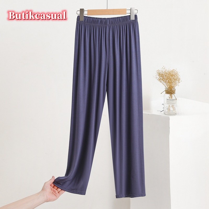 Quần Dài Cotton Lưng Thun Cao Dáng Rộng Có Túi Thời Trang Mùa Hè 2023 Mới Cho Nữ