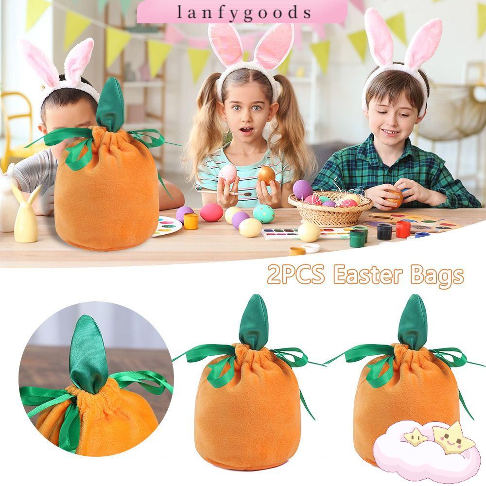 Bộ 2 Túi Nhung Dây Rút Dùng Đựng Quà Phục Sinh Thiết Kế Mới Tiện Lợi Dễ Sử Dụng