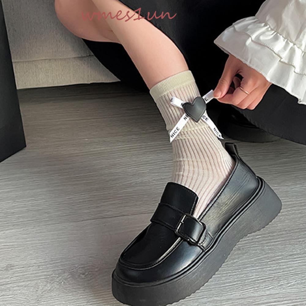 Vớ Cotton Cổ Cao Thấm Hút Mồ Hôi Tốt WMES15H Phong Cách Harajuku Ngọt Ngào Thời Trang Cho Nữ