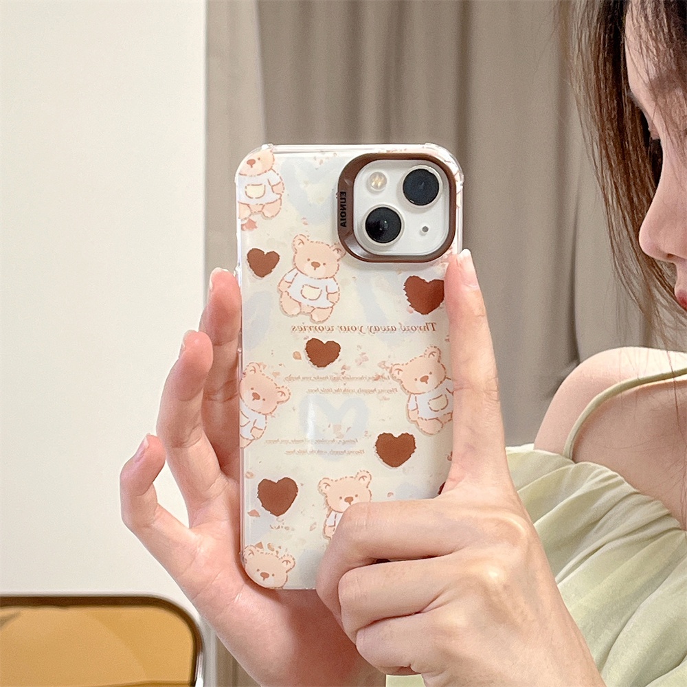 Ốp Điện Thoại TPU Mềm Trong Suốt Họa Tiết Gấu Hoạt Hình Hai Mặt Cho iPhone 14 13 12 11 Pro Max