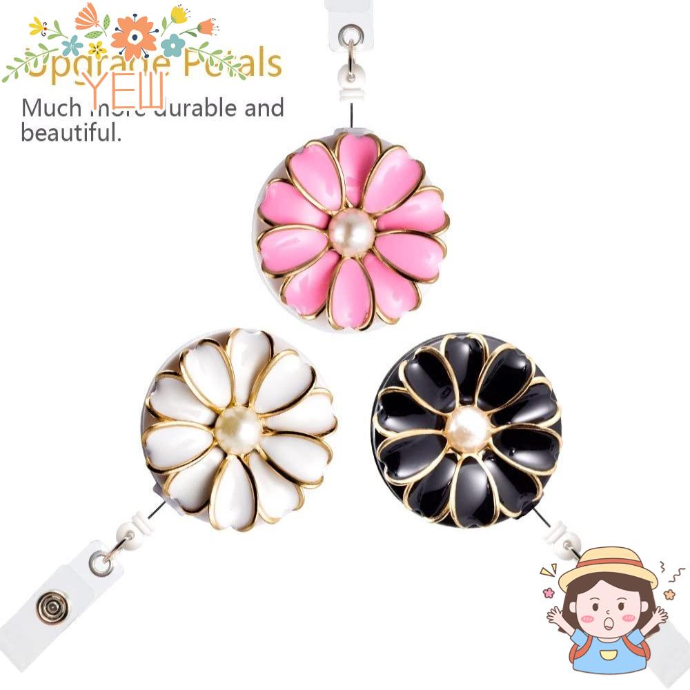 Set 3 Kẹp Cá Sấu Màu Đen In Họa Tiết Hoa Tiện Dụng Cho Nhân Viên Văn Phòng