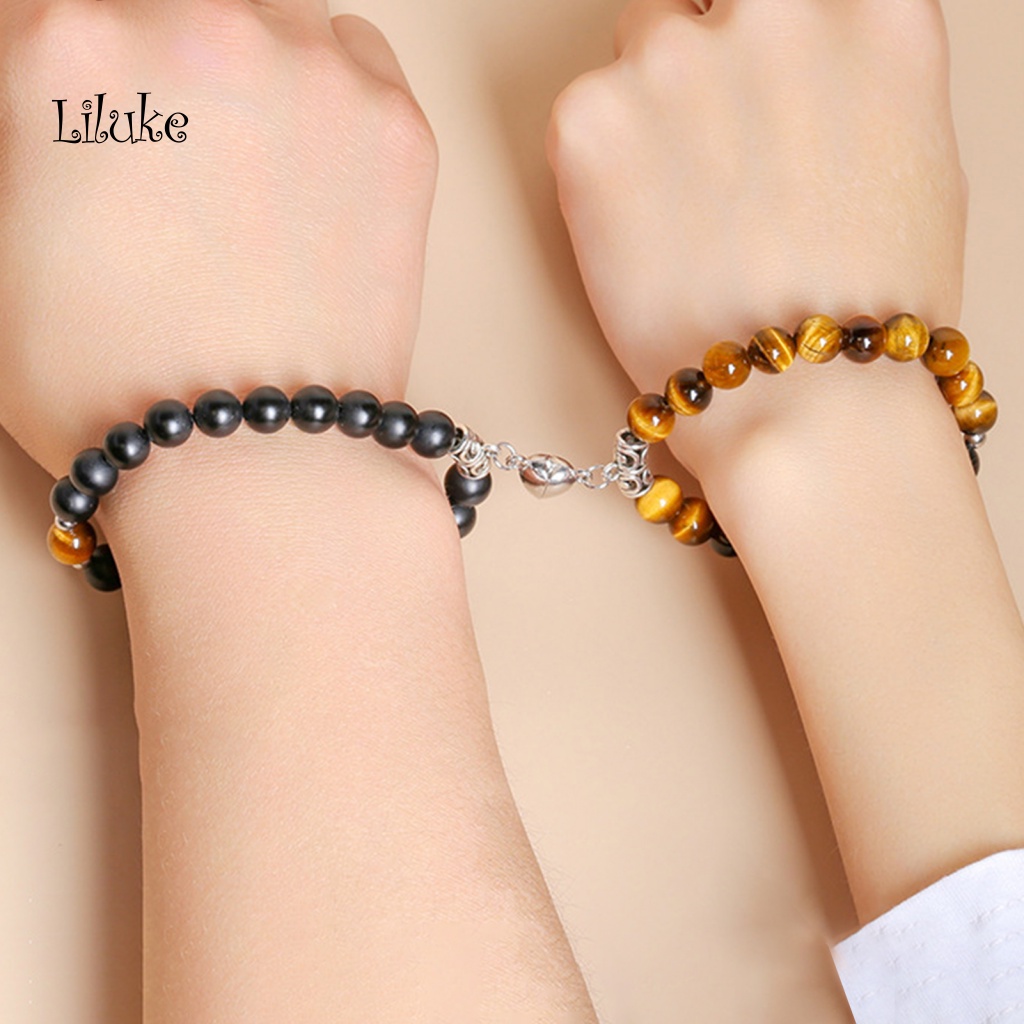 Set 2 Vòng Tay Chuỗi Hạt Đá Mắt Hổ Thời Trang Cho Cặp Đôi