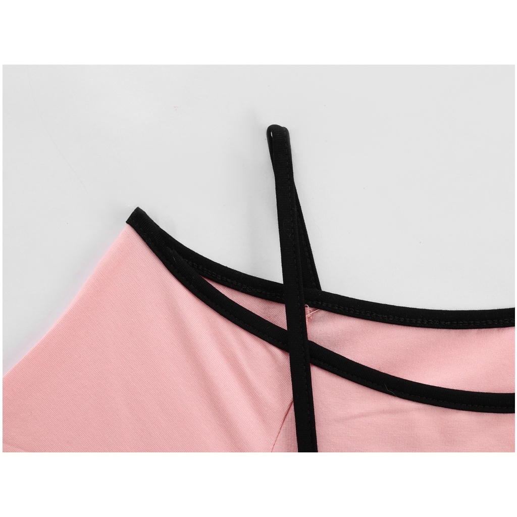 Áo Thun Tay Ngắn Giả Hai Lớp Màu Sắc Tương Phản Thời Trang Mùa Hè Cho Nữ