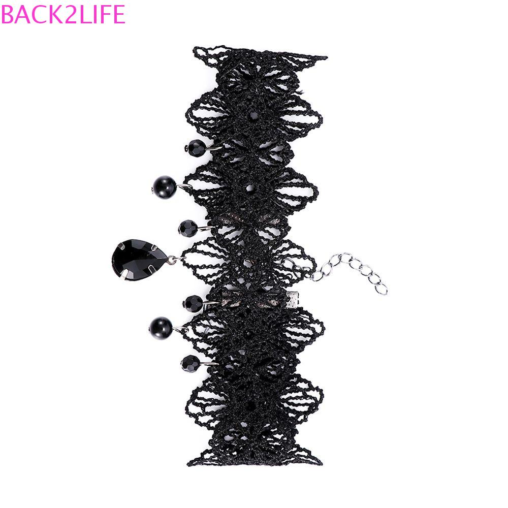 Vòng Cổ Tua Rua 2 Lớp Mặt Hoa Màu Đen Phong Cách Gothic Cổ Điển Cho Nữ