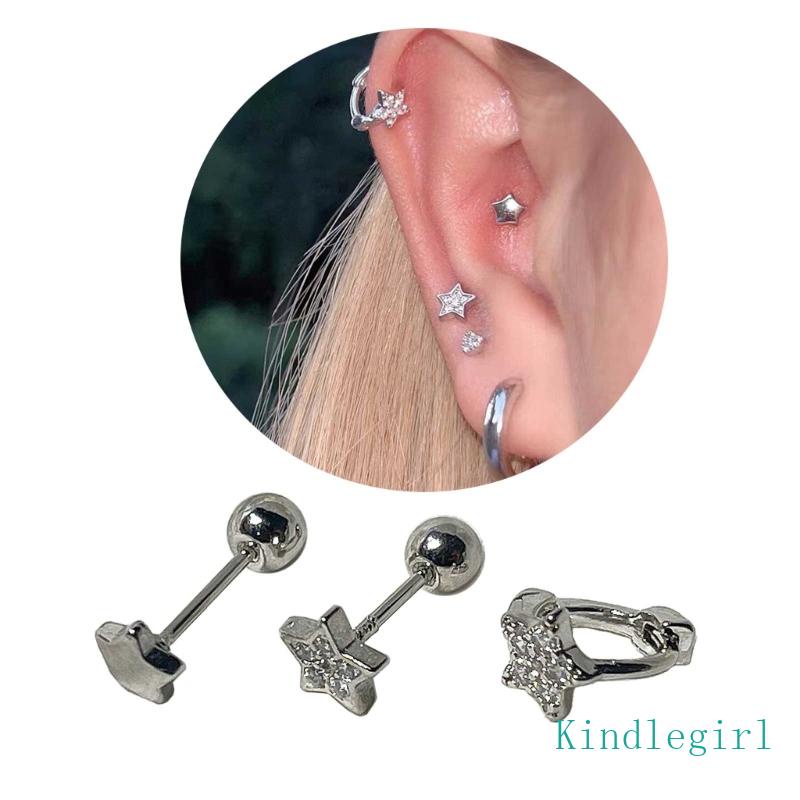 3 Đôi Bông Tai Ngôi Sao Năm Cánh Thời Trang