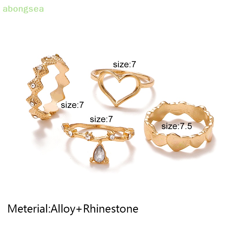 Bộ 4 Nhẫn Thời Trang Hàn Quốc Bongsea Hình Học Đính Đá Cho Nữ