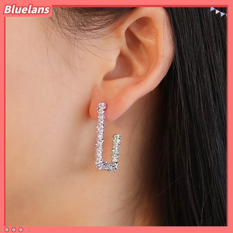 Bông Tai Hình Vuông Mặt Nhám Khắc Họa Tiết Cổ Điển Thời Trang