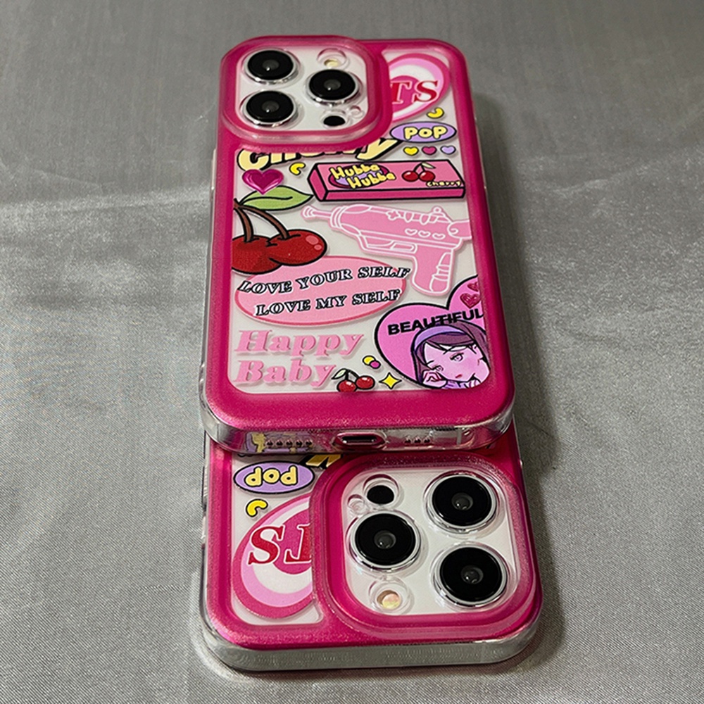 Ốp Điện Thoại TPU Mềm Chống Bụi Chống Rơi In Hình Cô Gái Màu Hồng Cho IPhone 14 13 12 11 Pro Max X XR 8 7 Plus