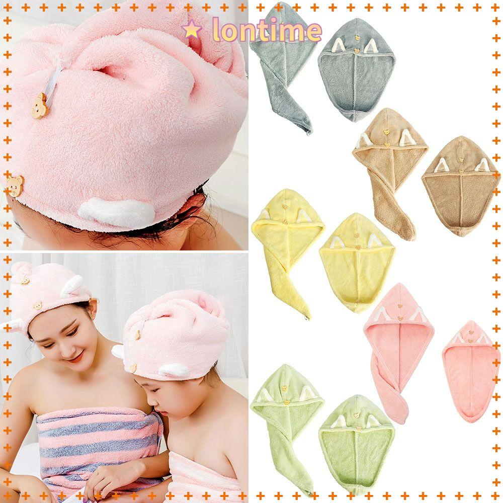 Bộ 2 Khăn Tắm Bằng Sợi Nhỏ Thấm Nước Nhanh Khô Hình Tai Mèo