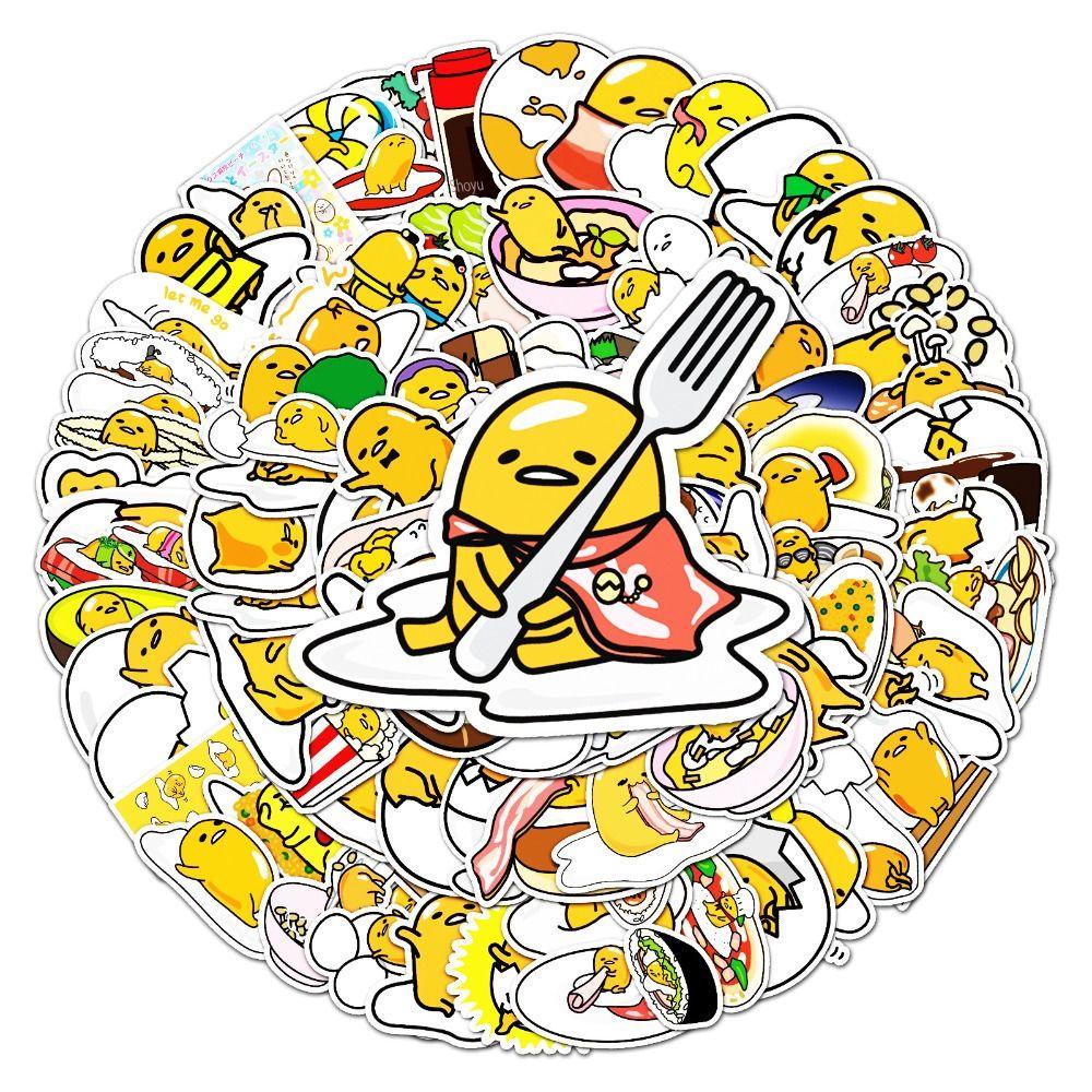 Bộ 50 / 100 Miếng Dán Bình Nước Hình Trứng Lười Bằng PVC Chống Nước Trang Trí Xe Hơi