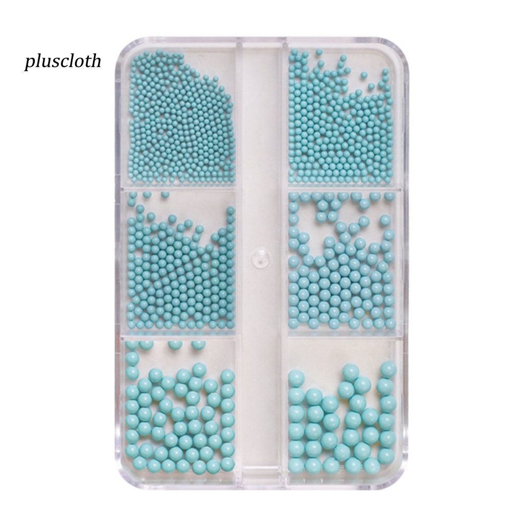 &lt; Pluscloth &gt; Hộp Hạt 3D Trơn Màu Tự Trang Trí Móng Tay Nghệ Thuật Kèm Hộp Đựng