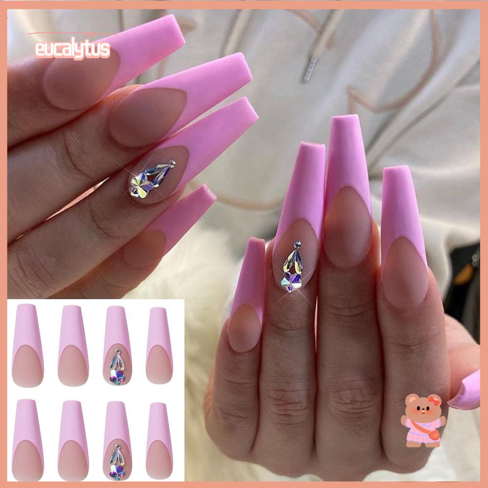 Bộ 24 Móng Tay Giả Múa Ba Lê Màu Hồng Xinh Xắn