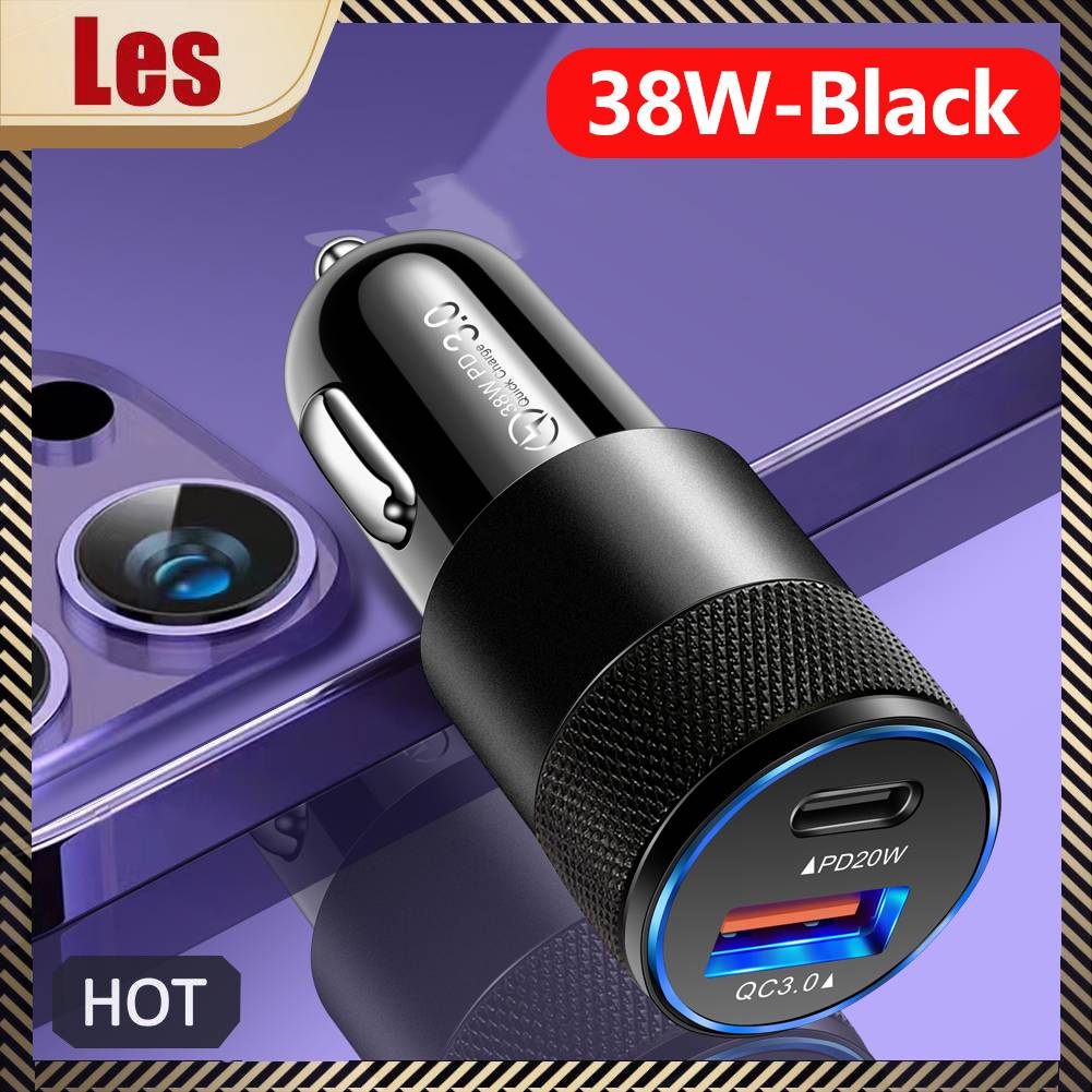 Tẩu Sạc Điện Thoại Trên Ô Tô 2 Cổng USB + Type-C 38W Cho Điện Thoại Iphone 14 Pro