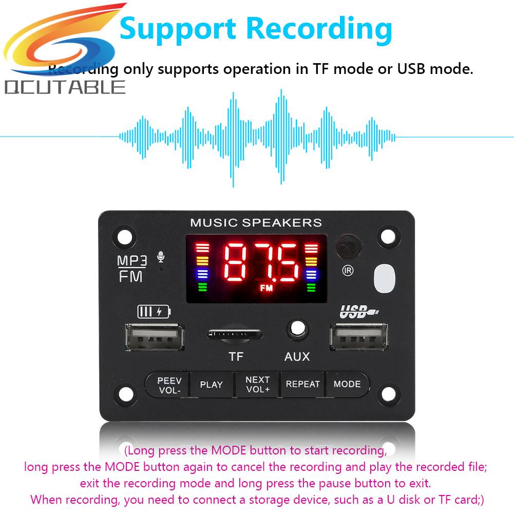 Bảng Mạch Khuếch Đại Âm Thanh Bluetooth 5.0 MP3 DC 7-24V 2x40W Chuyên Dụng Cho Xe Hơi / Nhà Cửa