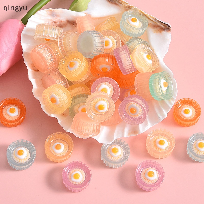 Qingyu Bộ 5 Đồ trang trí Trứng Ngâm Sợi Dạ Quang Mini Bằng Nhựa Resin Phát Sáng Trong Bóng Tối Trang Trí