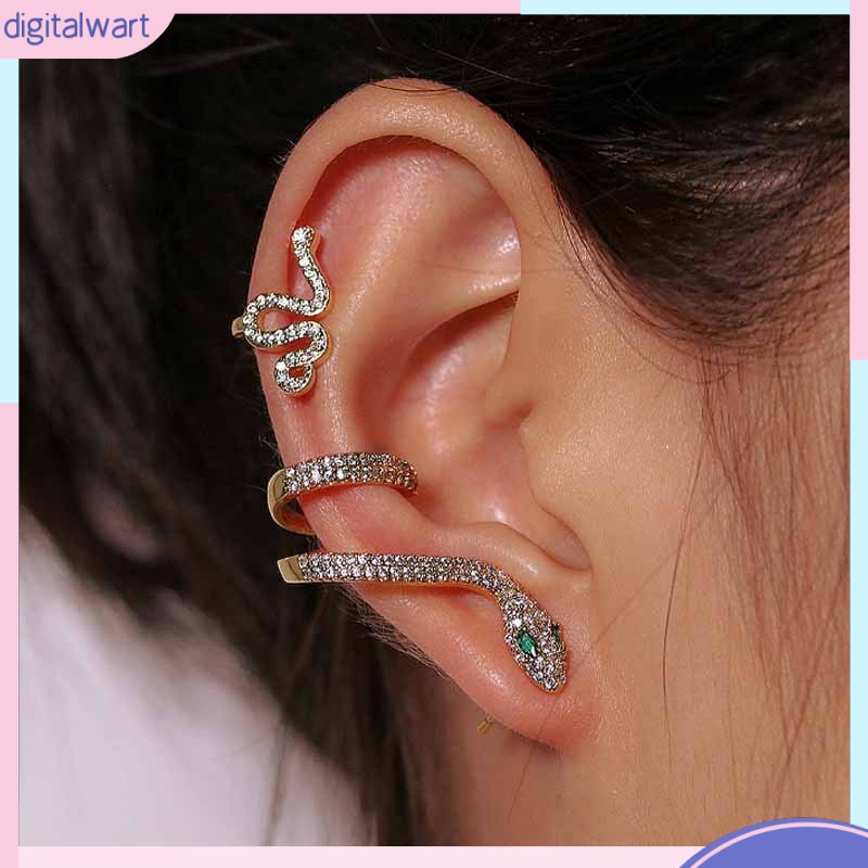 [DG] Bông Tai Hình Rắn Đính Đá Zircon Vàng Phong Cách Lạnh Retro Hợp Thời Trang