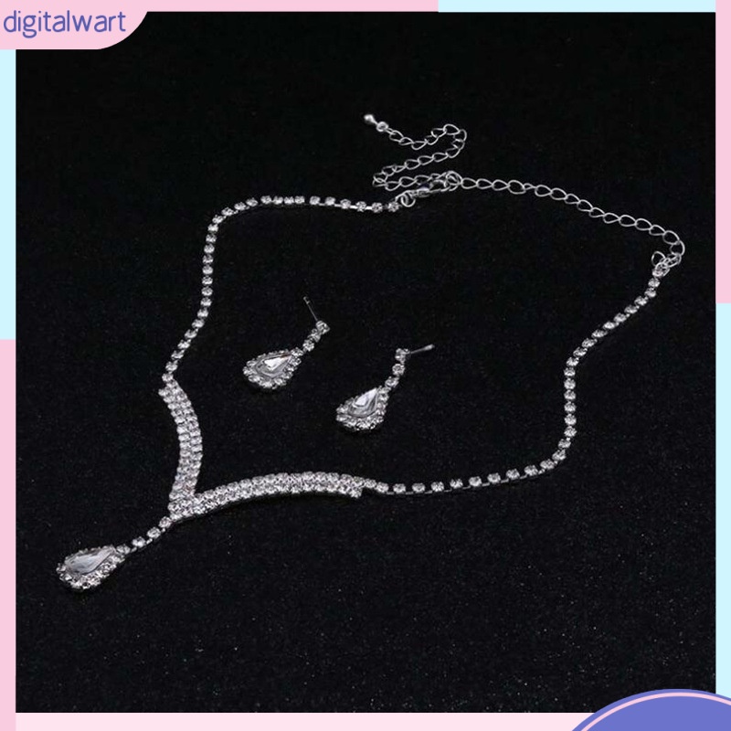 Bộ Vòng cổ + Bông Tai + Nhẫn Đính Kim Cương Bạc Sang Trọng Cho Nữ