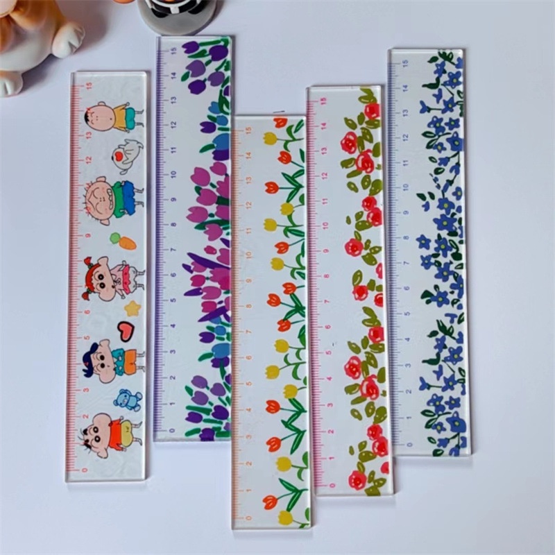 Thước Vẽ 15CM Trong Suốt Hình Bông Hoa Bằng Acrylic Đa Năng Tiện Dụng Cho Học Sinh Tiểu Học