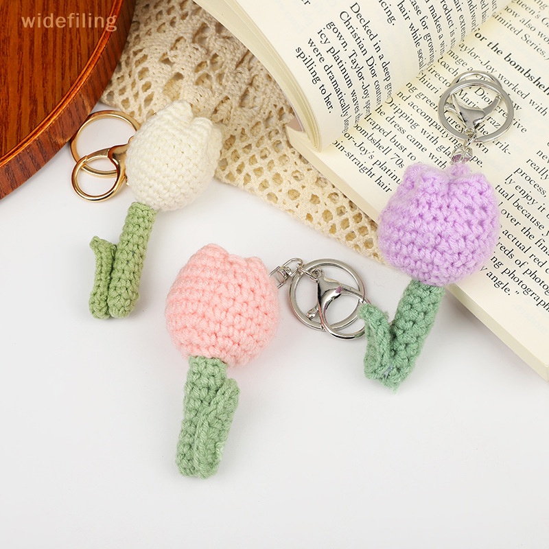 Móc Khóa Xe Hơi Dệt Tay Hình Cây Hoa Hoạt Hình Dễ Thương Dành Cho Nữ